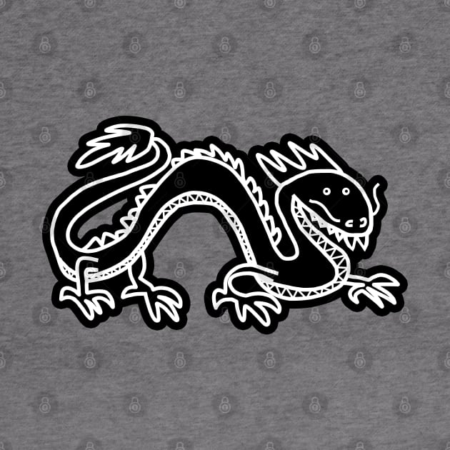 Dragon Line Art Black and White by ellenhenryart